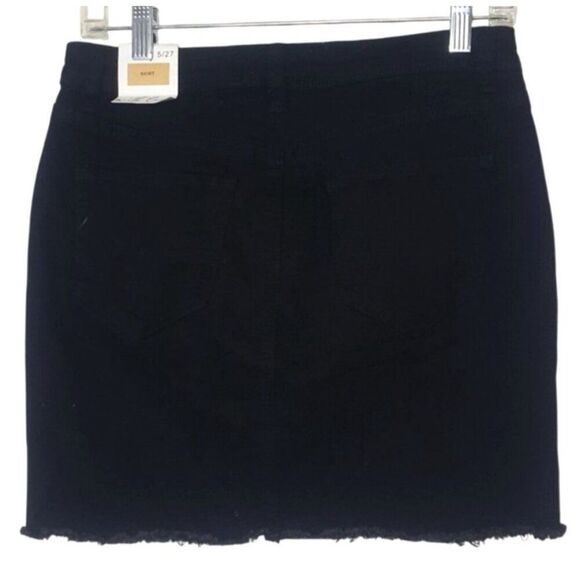 YMI Juniors Mini Skirt Sz 5 Black Stretchy Distressed Denim Y2K Grunge Edgy New - Picture 3 of 7